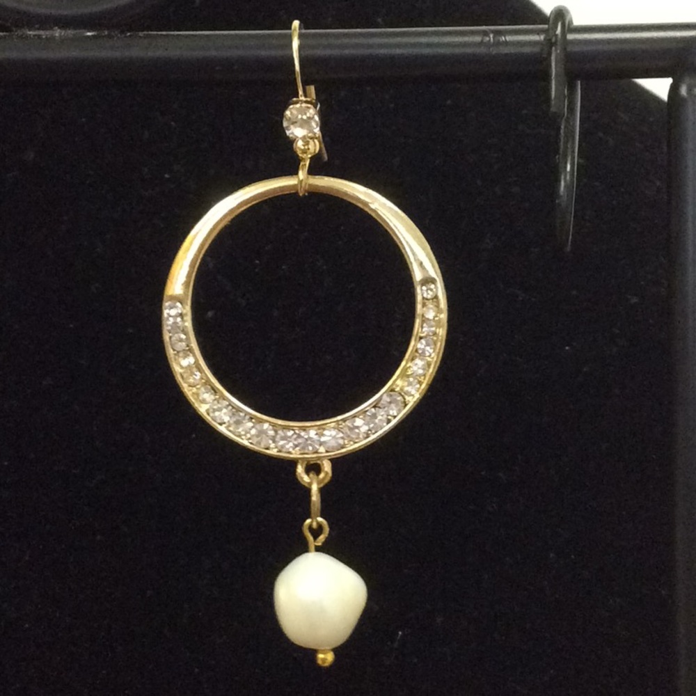 Genuine Pearl & Rhinestone Earrings